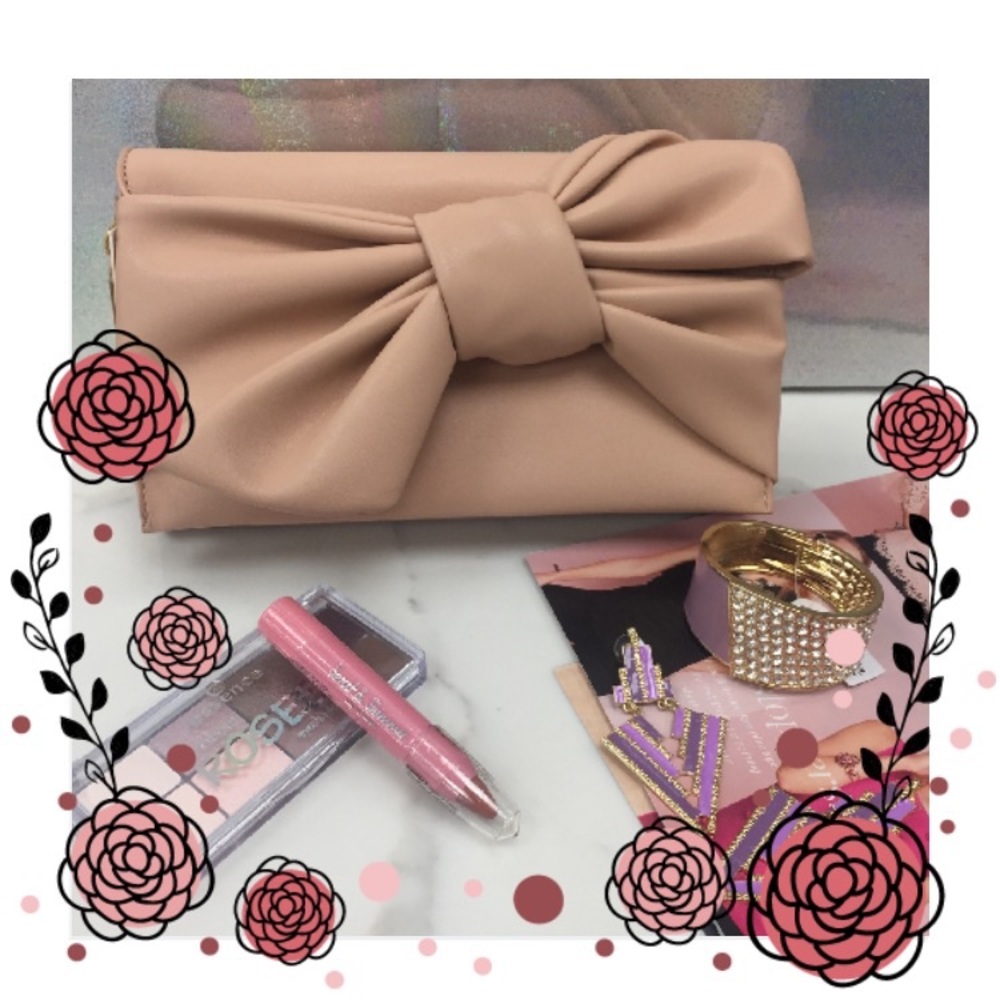 Miztique Bow Blush Clutch Purse